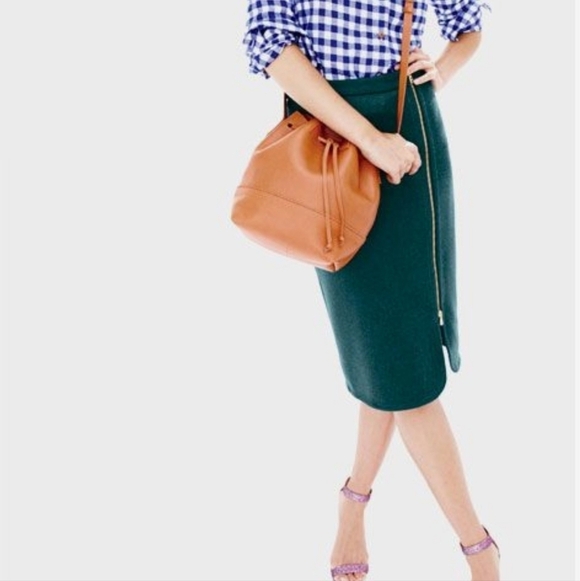 J.Crew Black Wool High-Waist Asymmetrical Zip Midi Skirt Women’s 0 NWT - Picture 15 of 15